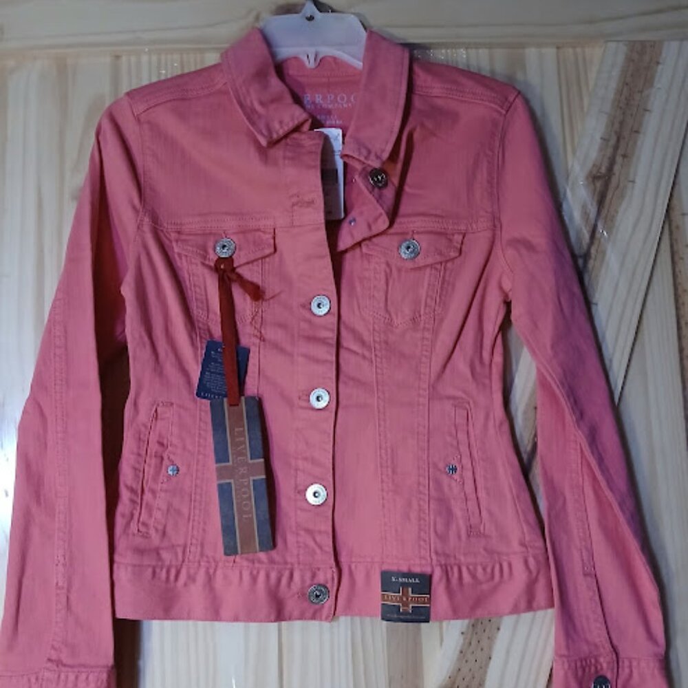 NWT Liverpool XSmall Melon Stretch Denim Jacket Tailored fit